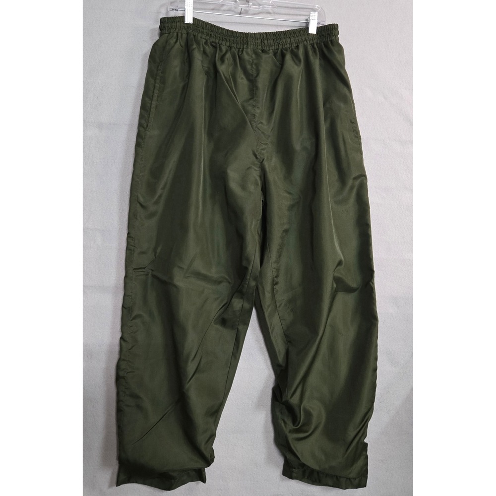 Olive Green Y2K Baggy Nylon Pants Hip Hop Skater Urban Streetwear Size Large